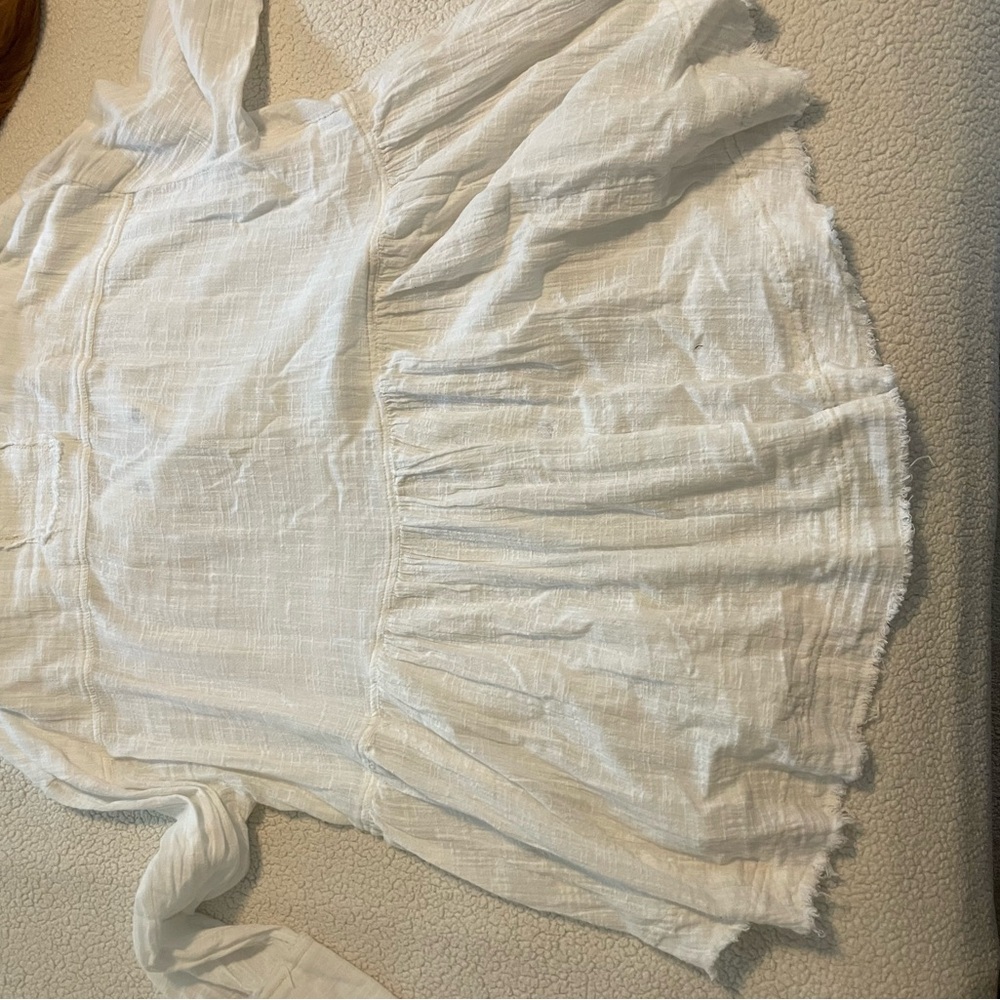 We The Free Cream 3/4 Sleeve Button Down Blouse - Picture 2 of 3